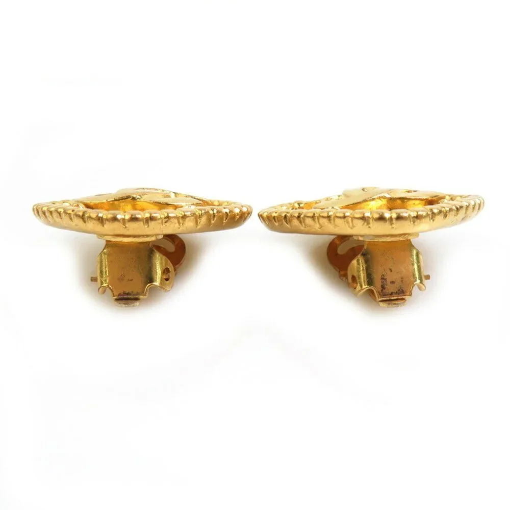 CHANEL Gold Logo Earrings